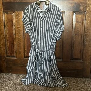 Grey striped tie dress